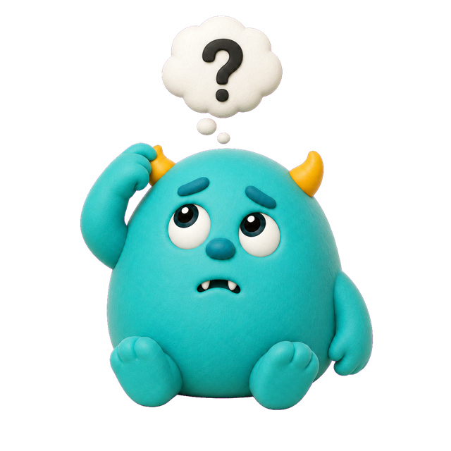 Yummsterio sitting with a question bubble